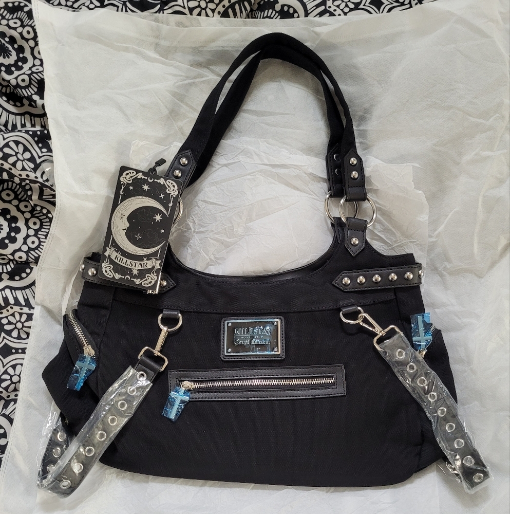 Killstar Black Double Crossed shoulder bag NWT